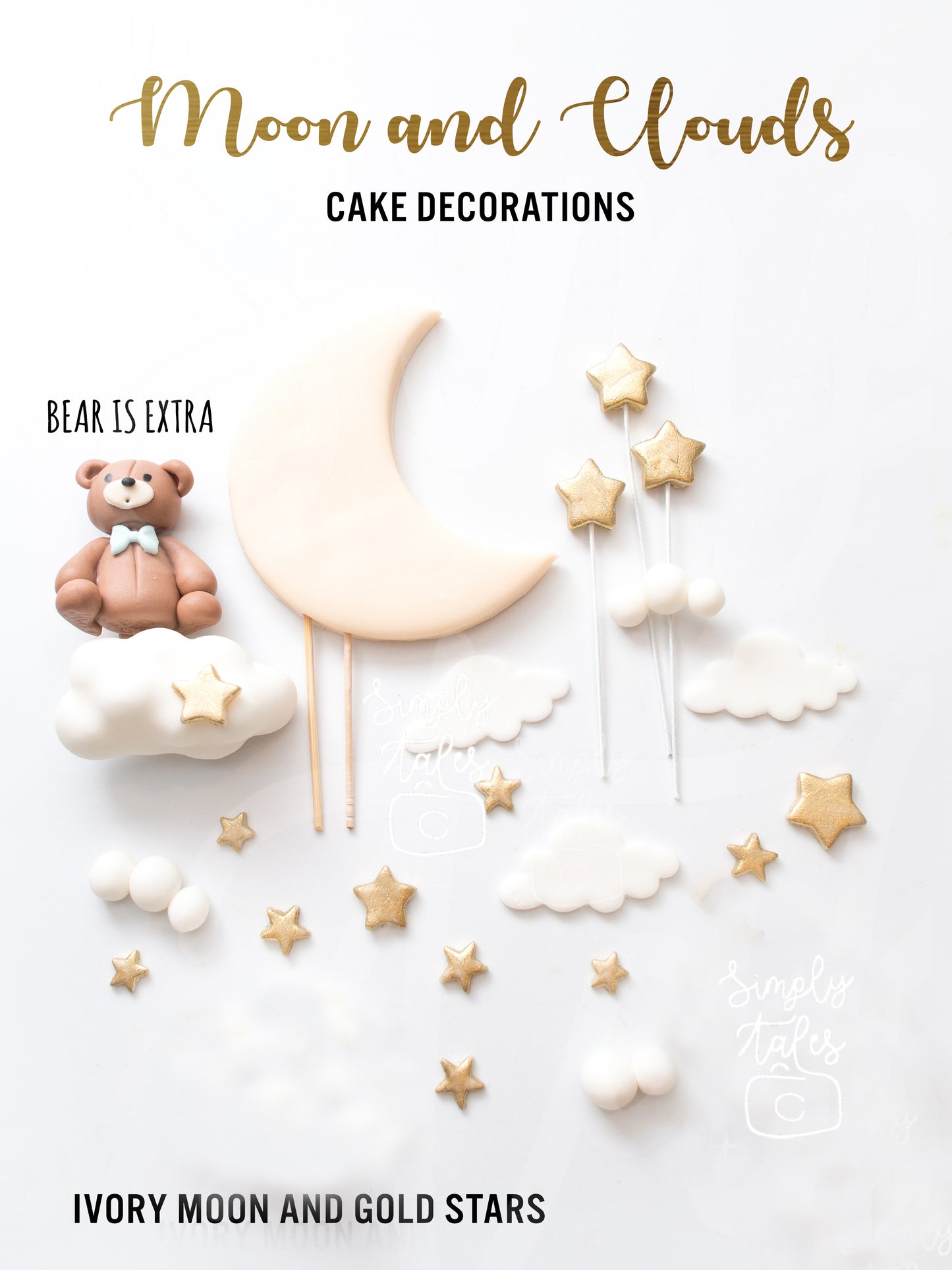 1 set Starry Night clouds moons stars cupcake and cake pop toppers, baby shower, Girl Boy Birthday, Twinkle Twinkle Little Stars