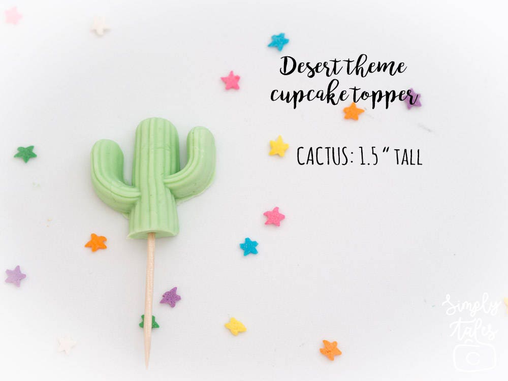 12 Cactus cake cupcake topper, edible Succulent, edible decoration, fondant, Desert theme, Sugar cactus, Made to Order