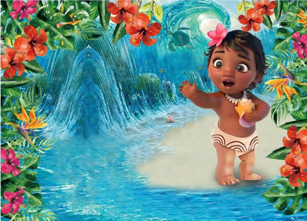 NO CUSTOM girl Hawaiian Party and Photography Backdrop, Vinyl, Studio Background, Birthday Decor, baby party photo booth, summer party