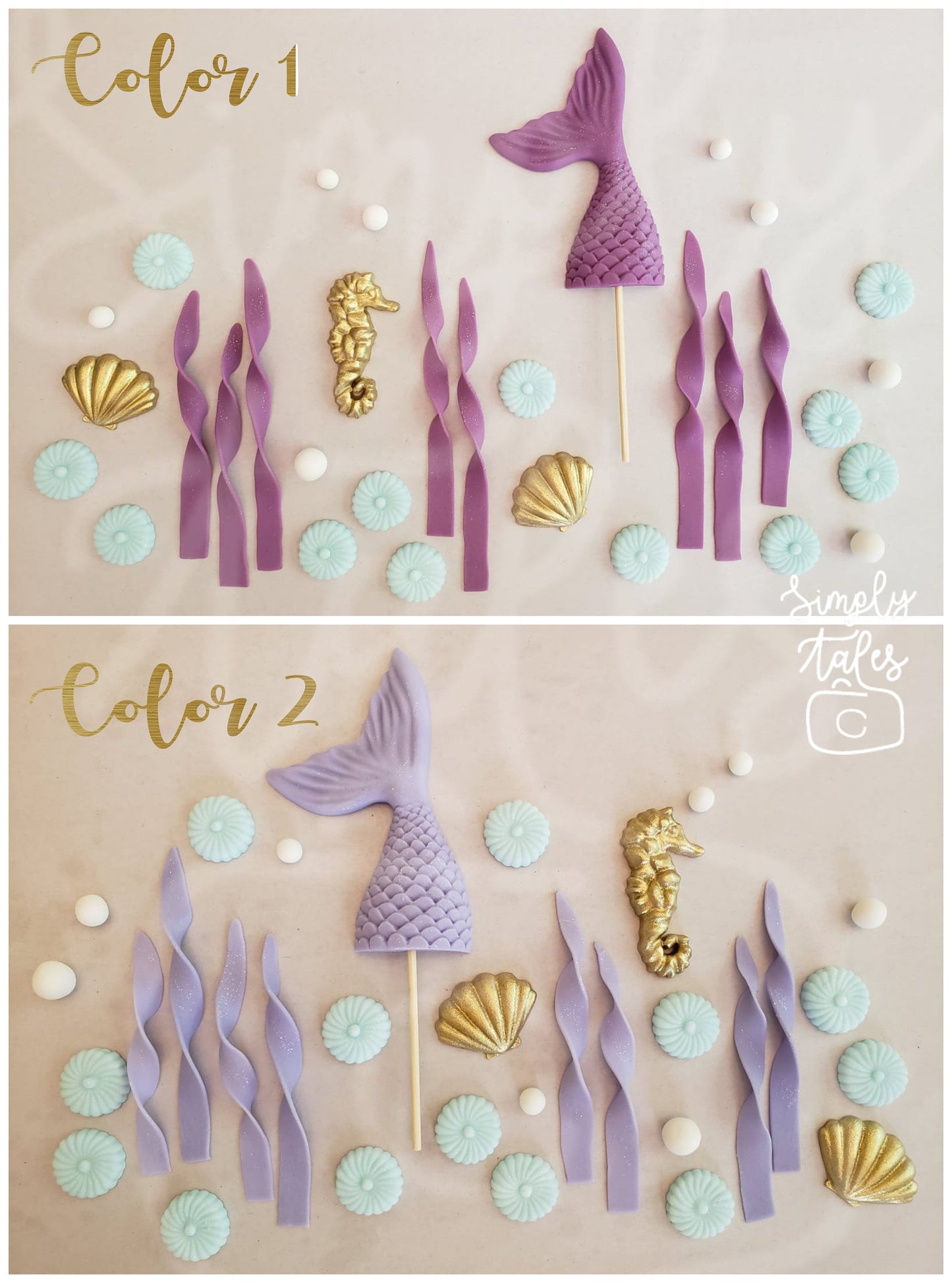 1 set Mermaid Tail fondant cake topper with name, edible, girl boy Birthday, Little Mermaid, Mermaid Fondant, Under the sea cake decoration