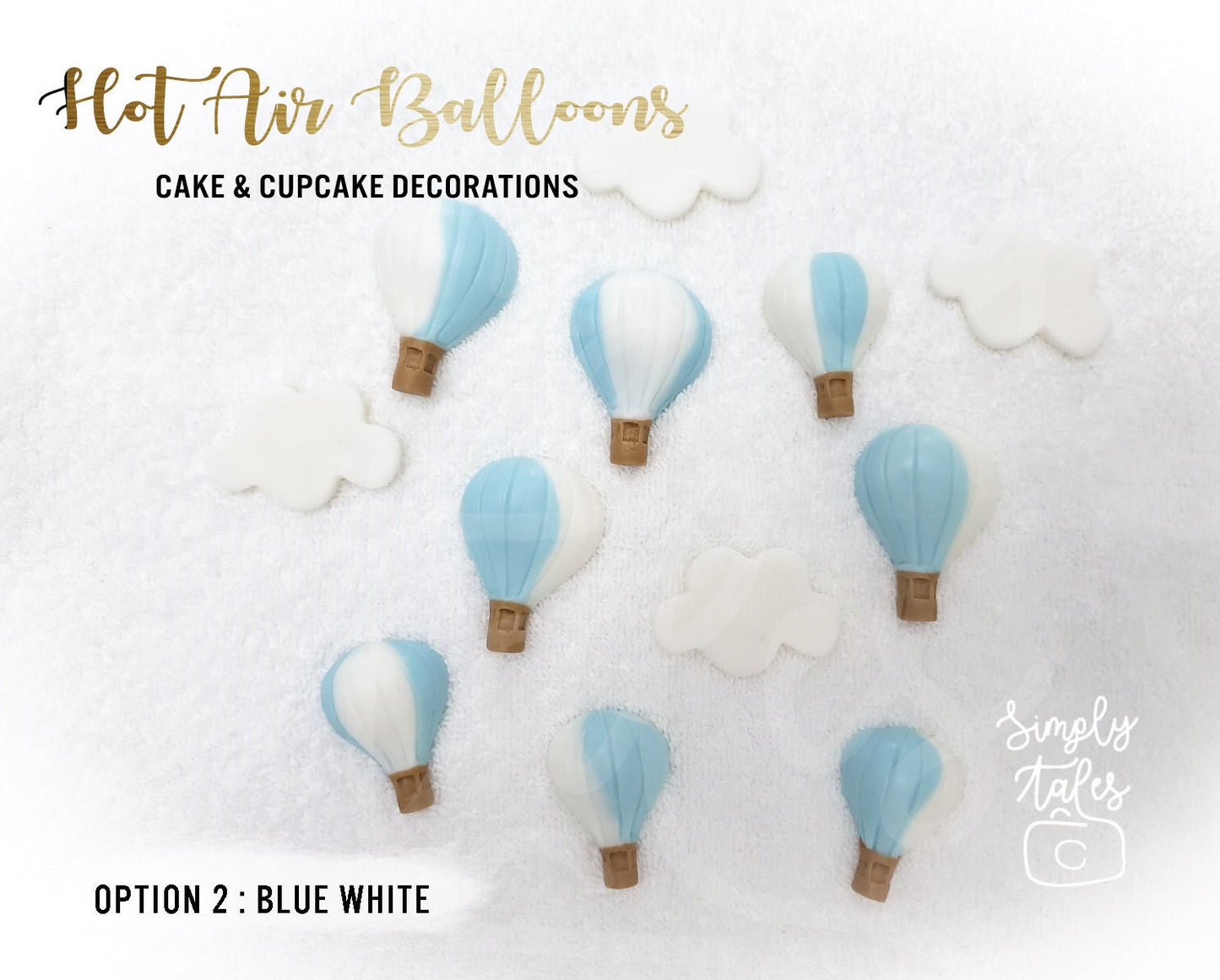 36 pcs Up, Up, and Away Hot Air Balloon Cloud cupcake toppers, boy girl birthday party, cake decorations, made to order, baby shower, Up up and Away