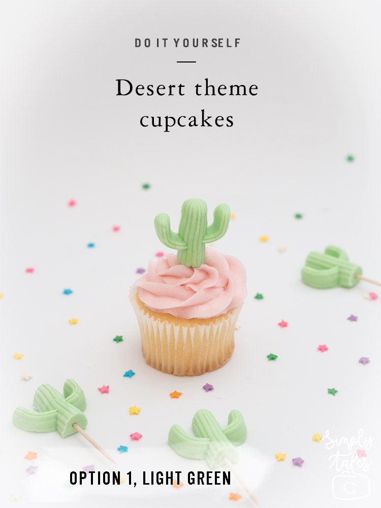12 Cactus cake cupcake topper, edible Succulent, edible decoration, fondant, Desert theme, Sugar cactus, Made to Order
