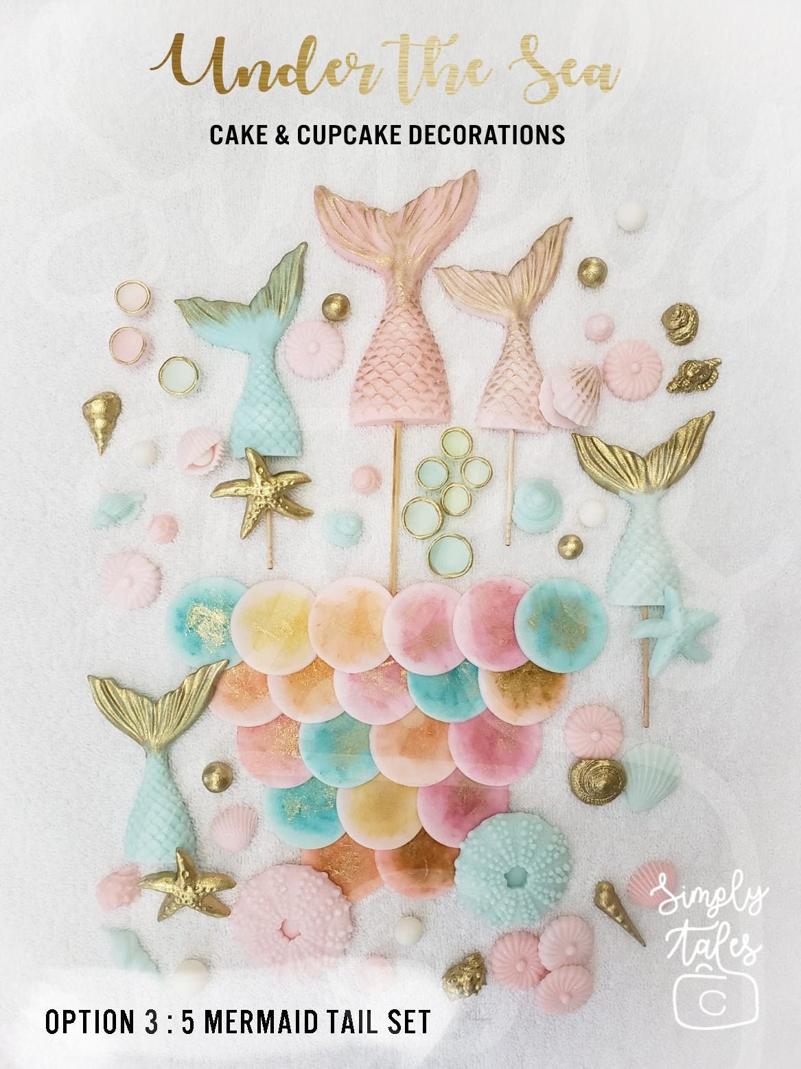 1 set Under the Sea Mermaid scales cake cupcake toppers, Mermaid Tails, Beach wedding, Girl Birthday, sea horse, seaweeds, free shipping
