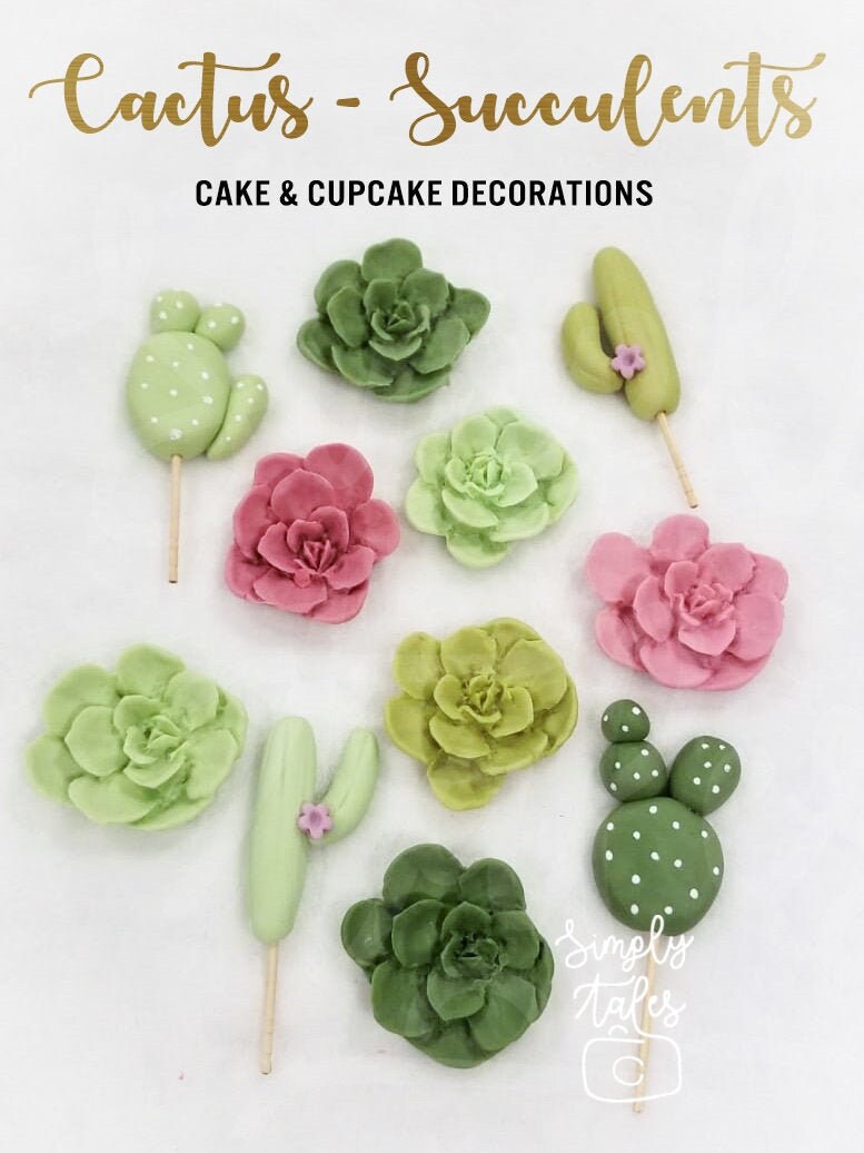 12 Cactus cake cupcake toppers, Cactii party, Cactus, Summer celebration, Bridal Shower, cake decorations, made to order