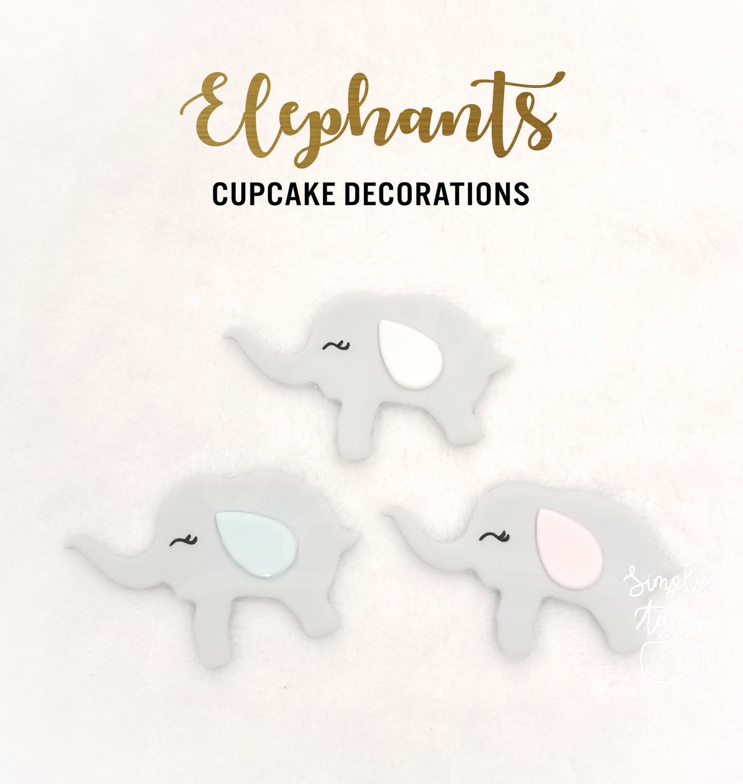 24 pcs Elephant and Balloons cake cupcake toppers, edible fondant decorations, girl boy birthday, baby shower, 1st birthday, free shipping