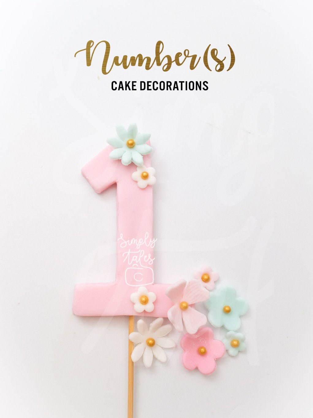 1 set Custom number and flowers cake toppers, edible cake decorations, boy girl birthday party, baby shower, edible flowers, pink