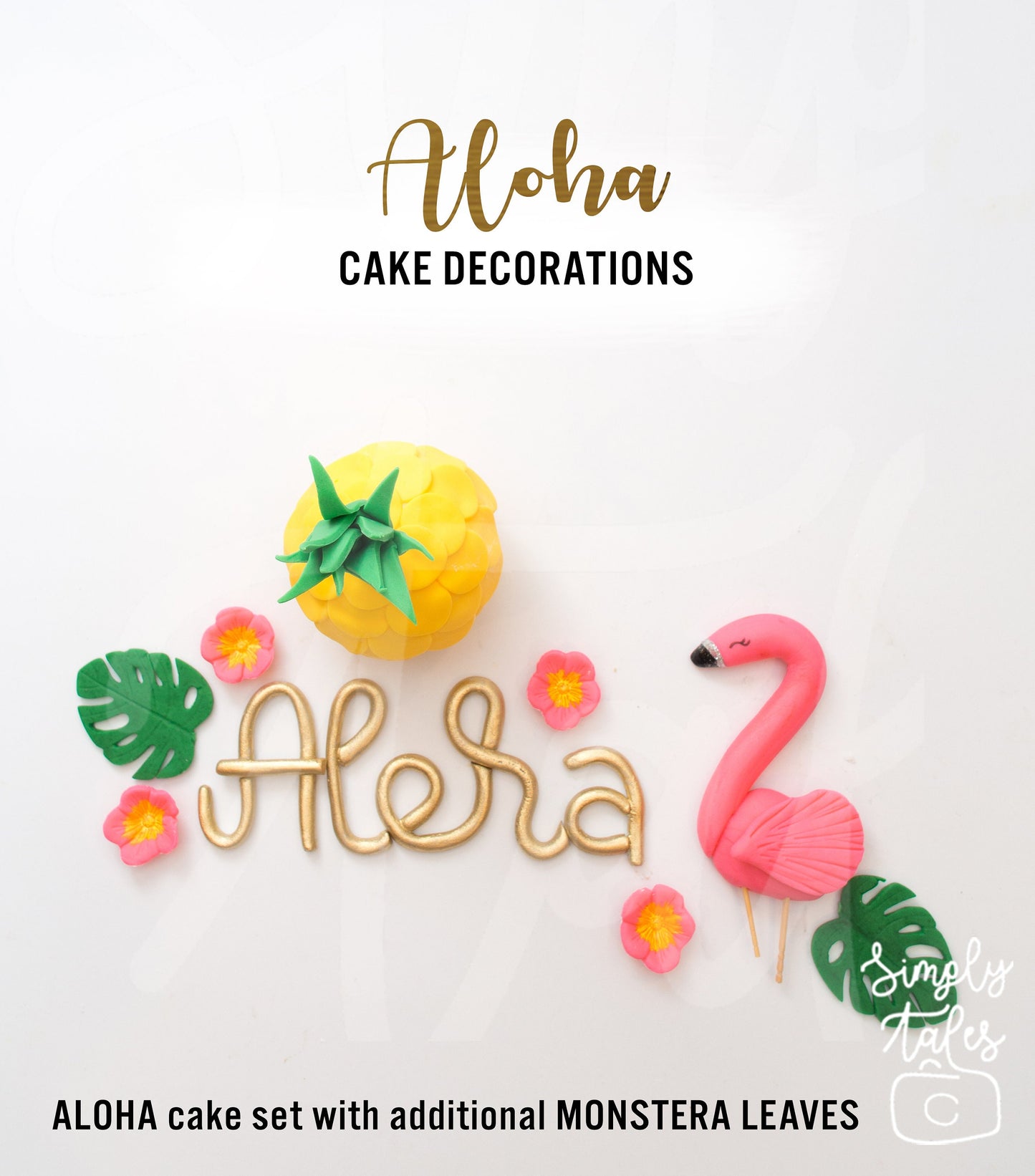 1 set Flamingo Fiesta cake and cupcake toppers, Tropical party, Summer celebration, edible cake decorations, Cinco de Mayo, Monstera