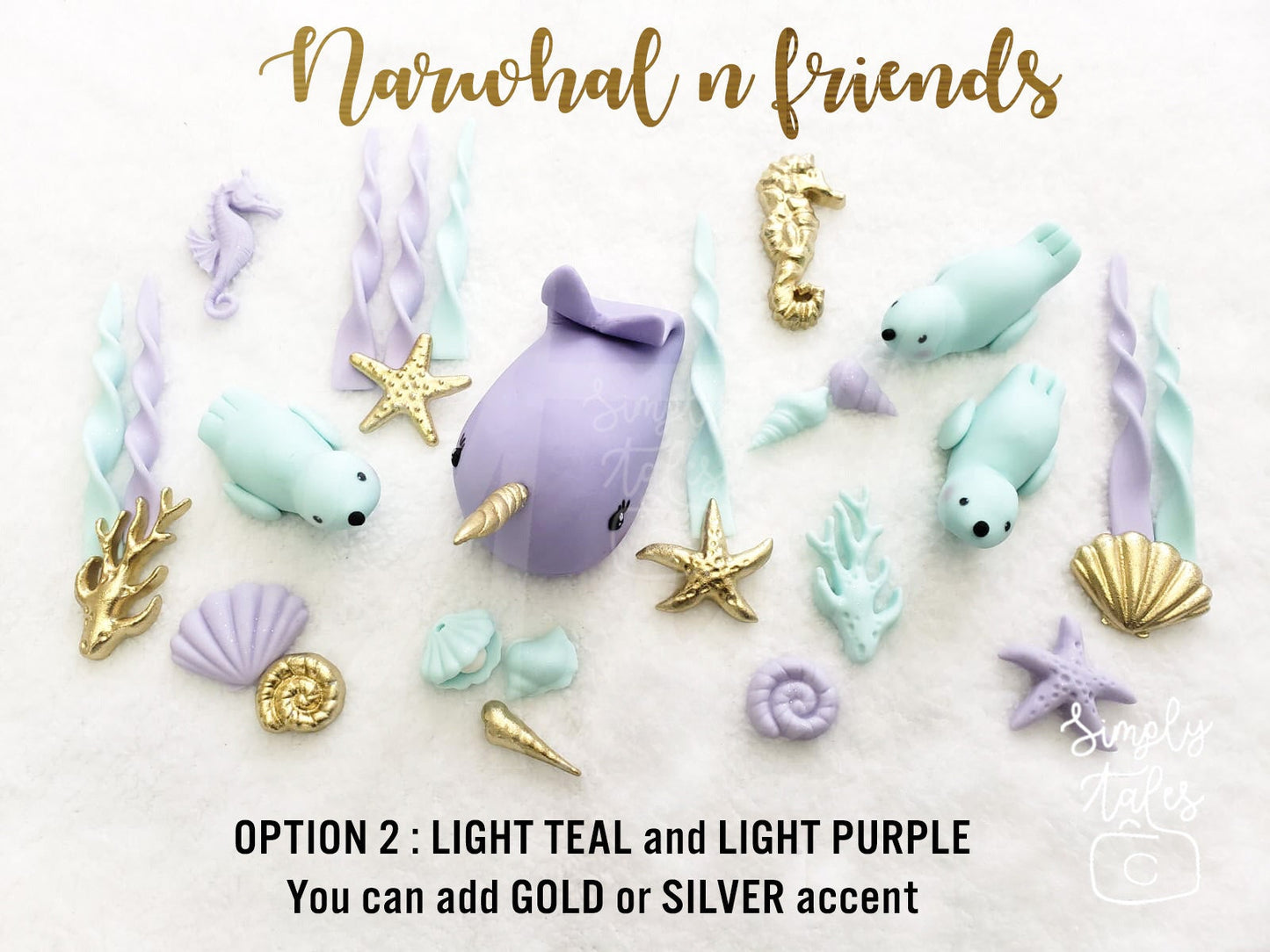 1 set Narwhal Seals and Under the Sea Mermaid cake cupcake toppers, Beach birthday, girl boy birthday, seaweeds, fairy tale