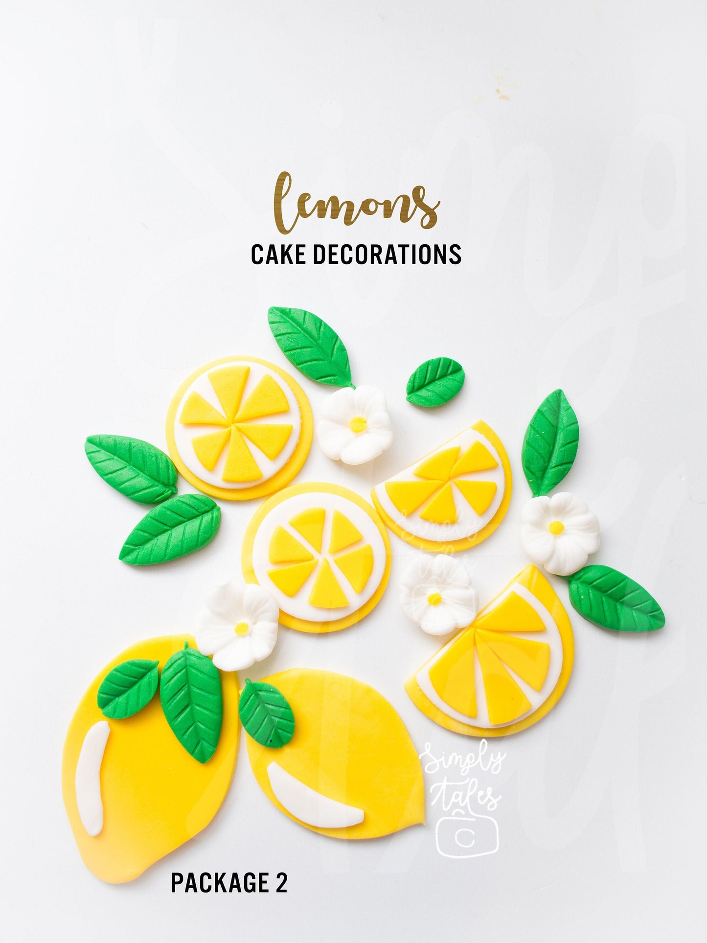1 set Zesty Lemon edible cake topper, Tropical party, Summer celebration, fondant cake decorations, fresh fruits, summer cake toppers