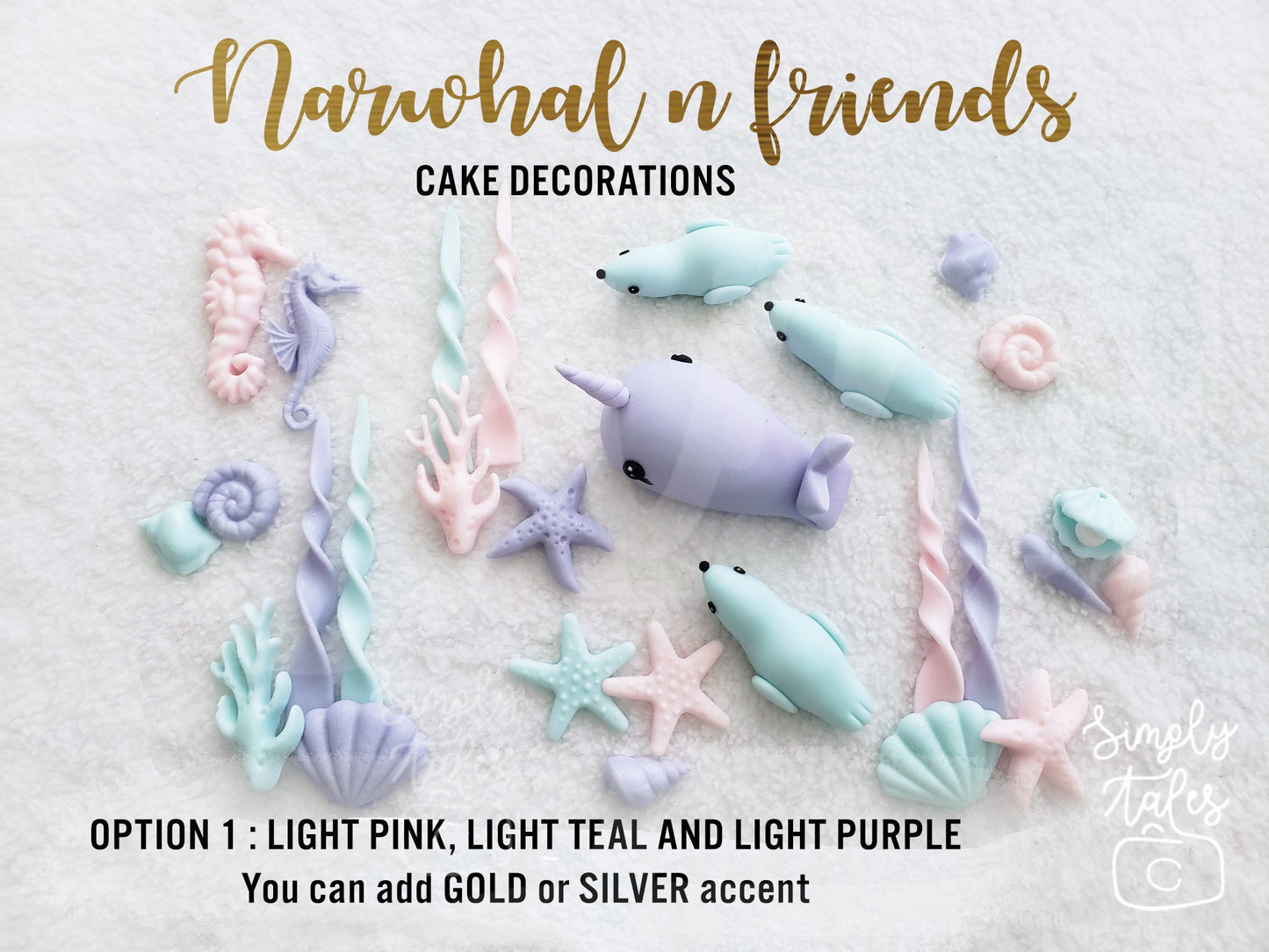 1 set Narwhal Seals and Under the Sea Mermaid cake cupcake toppers, Beach birthday, girl boy birthday, seaweeds, fairy tale
