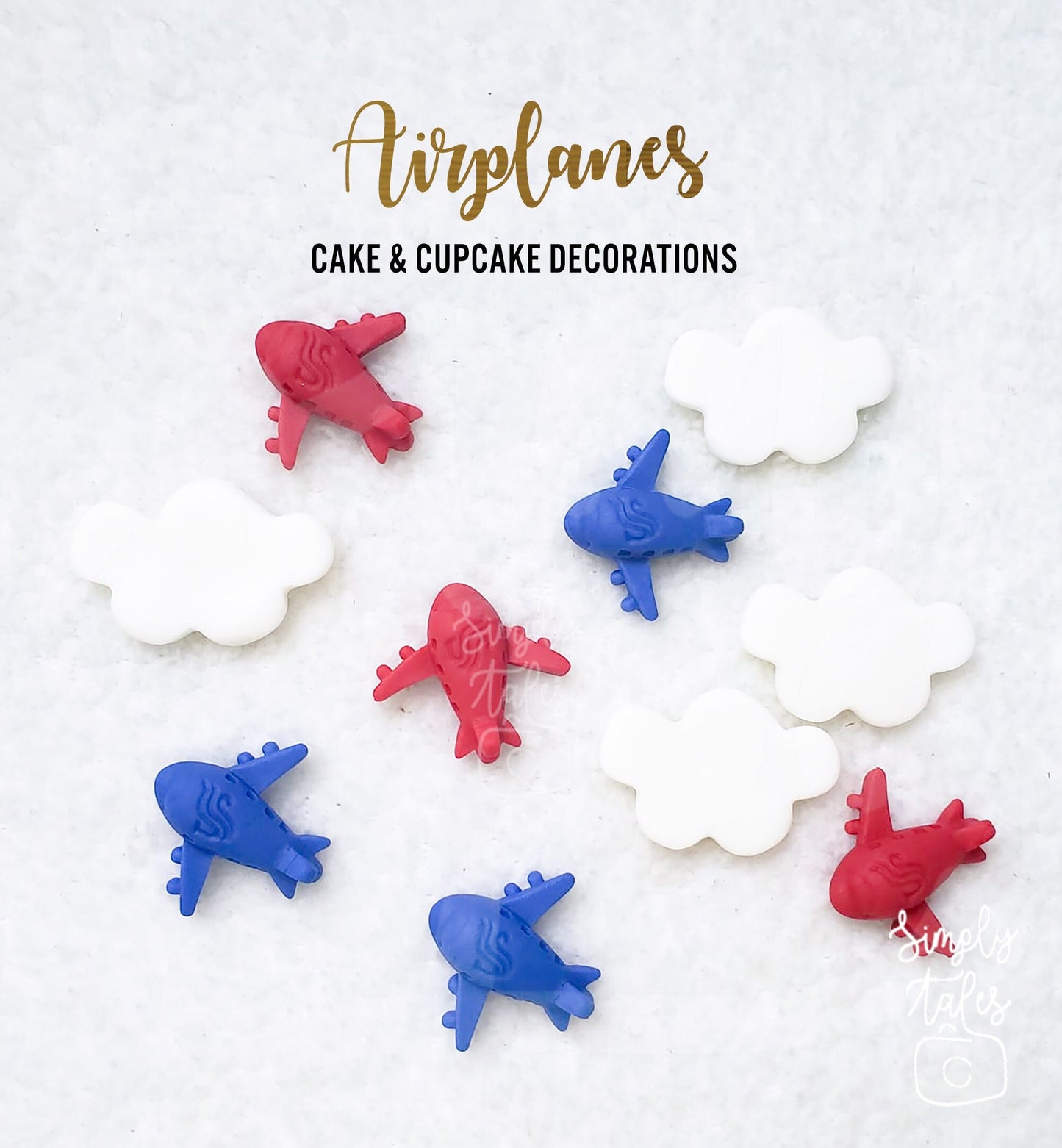 24 pcs edible Airplane Cloud cake cupcake toppers, boy birthday party, cake decorations, made to order, baby shower