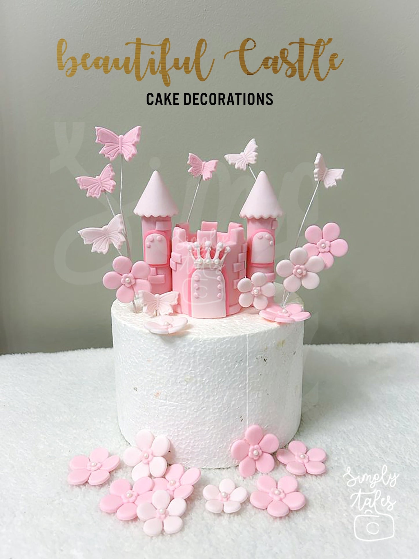 1 set of Castle and Garden cake cupcake decorations, Birthday Party, Baby Shower cake idea, Shabby Chic, Woodland, Butterfly, Flowers