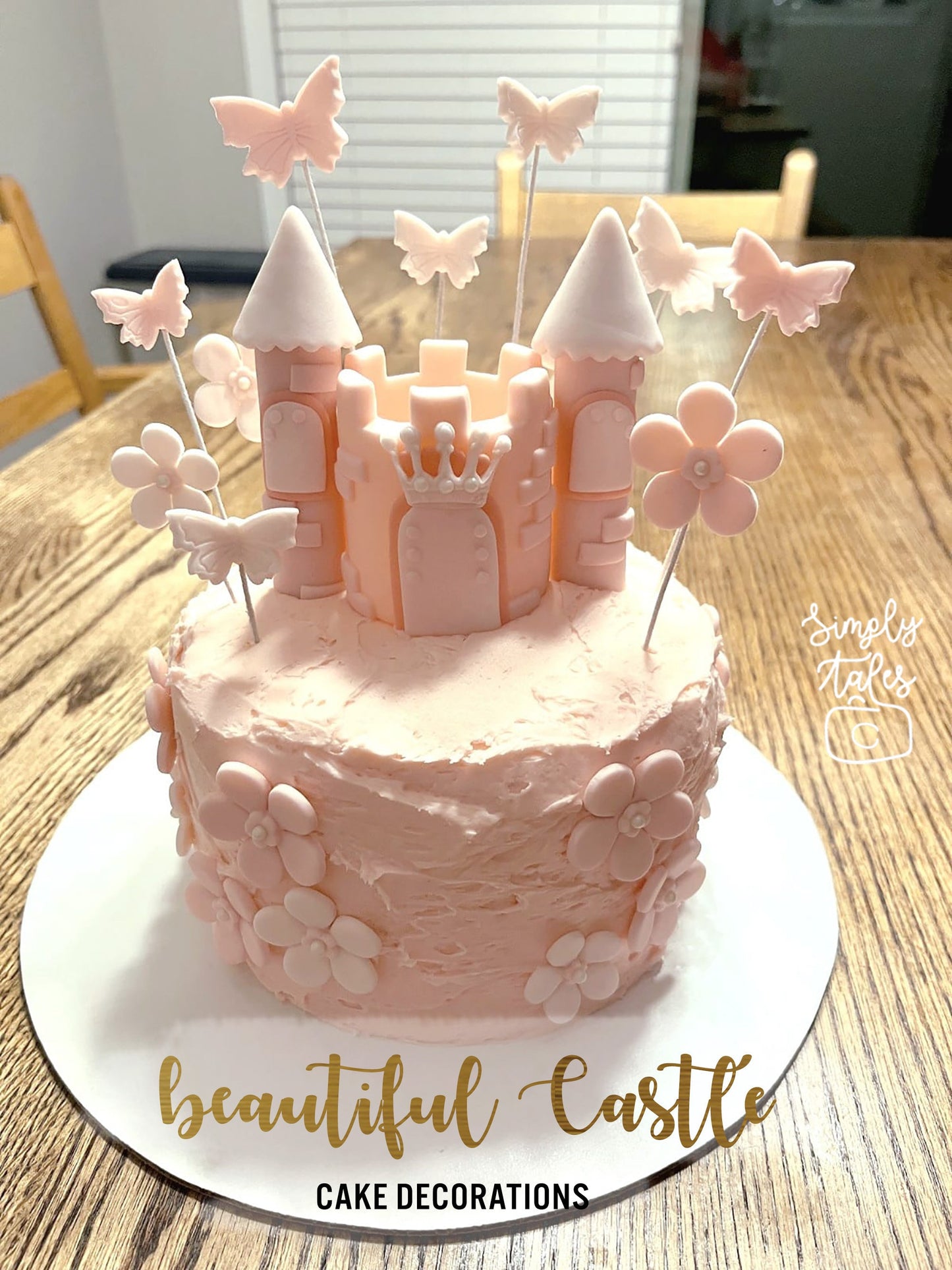 1 set of Castle and Garden cake cupcake decorations, Birthday Party, Baby Shower cake idea, Shabby Chic, Woodland, Butterfly, Flowers