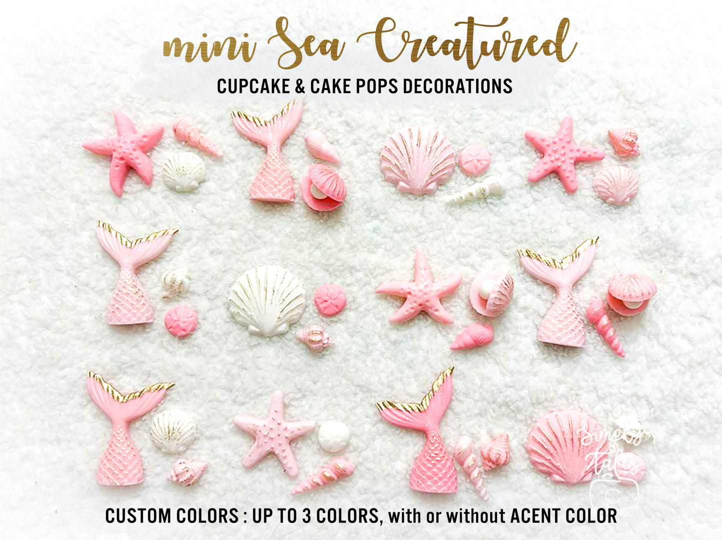 36 Underwater Wonderland, Sea creatures cupcake topper, girl Birthday, Little Mermaid, Under the sea cake decoration
