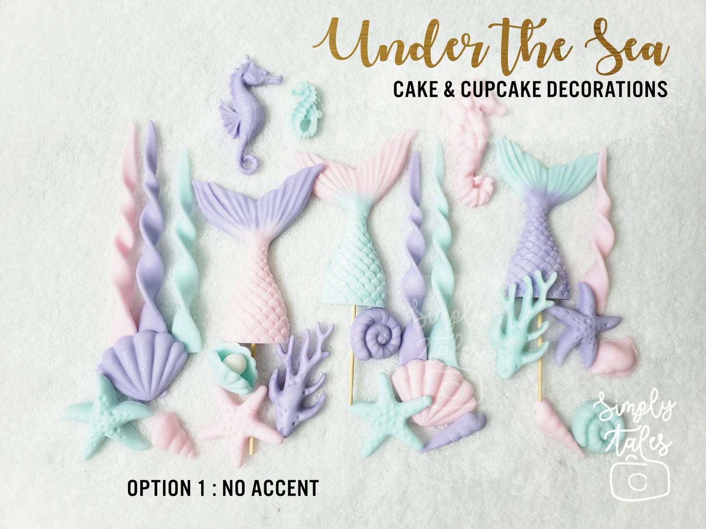 36 Underwater Wonderland, Sea creatures cupcake topper, girl Birthday, Little Mermaid, Under the sea cake decoration