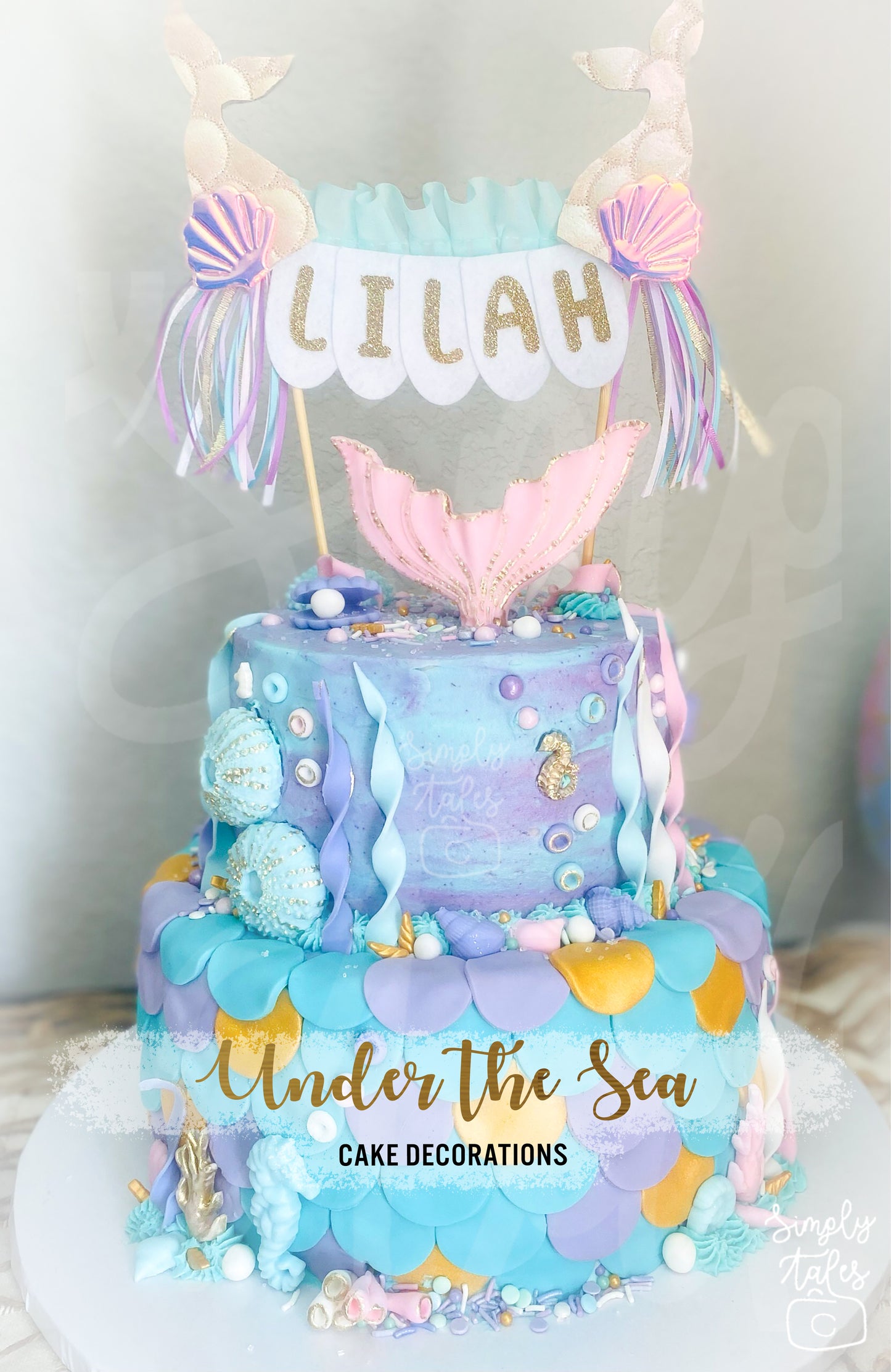 36 Underwater Wonderland, Sea creatures cupcake topper, girl Birthday, Little Mermaid, Under the sea cake decoration