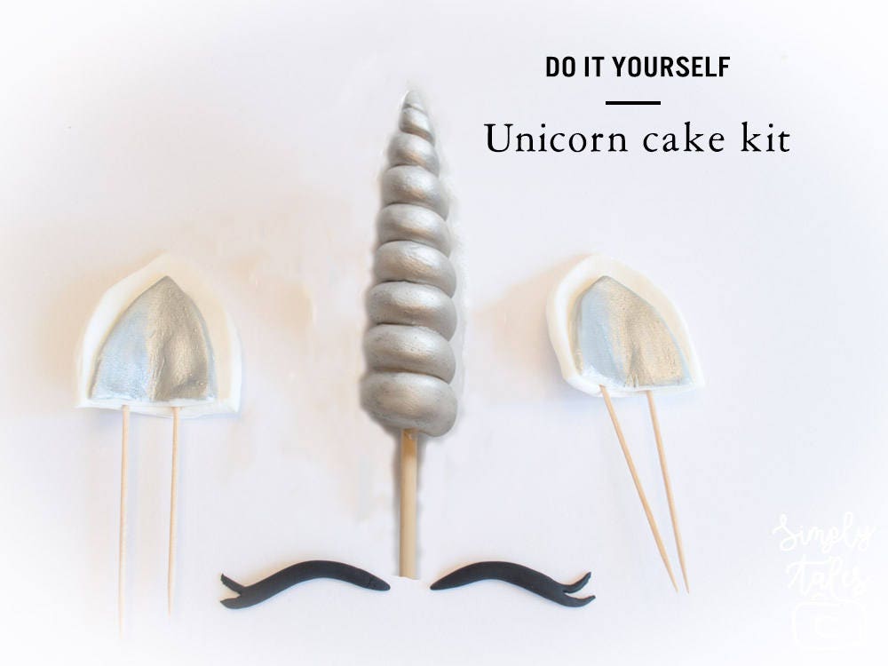 1 set Unicorn cake kit with horn ears eyelashes, Unicorn Edible decoration, Unicorn birthday party, Unicorn Cake, custom order