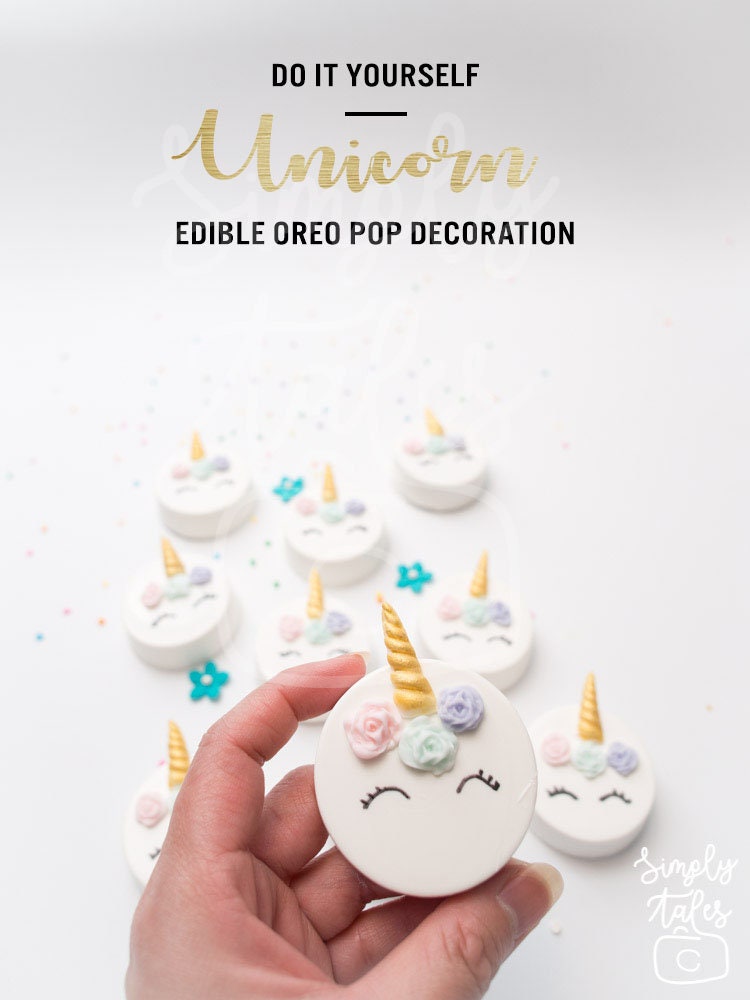 12 set of Magical Unicorn or Narwhal Oreo pop kit with roses and horns, Birthday, Unicorn Fondant, Edible, Unicorn Oreo pops, Fondant flowers, Narwhal