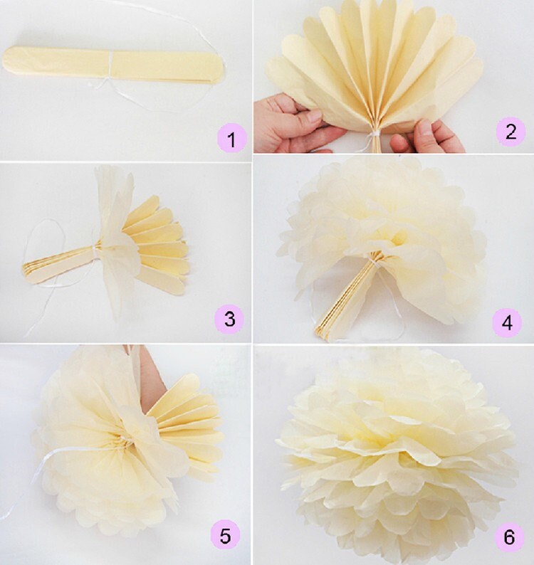 9-15 Tissue Paper Pom Poms,Flower Balls, Pompom party, Wedding Bridal Shower Decoration, Baby shower, FREE SHIPPING