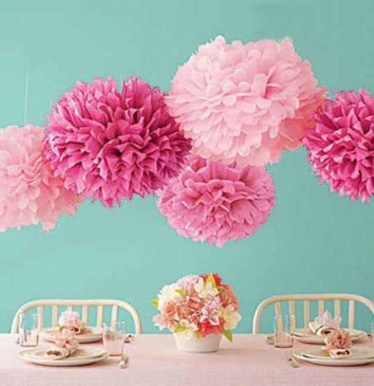 9-15 Tissue Paper Pom Poms,Flower Balls, Pompom party, Wedding Bridal Shower Decoration, Baby shower, FREE SHIPPING