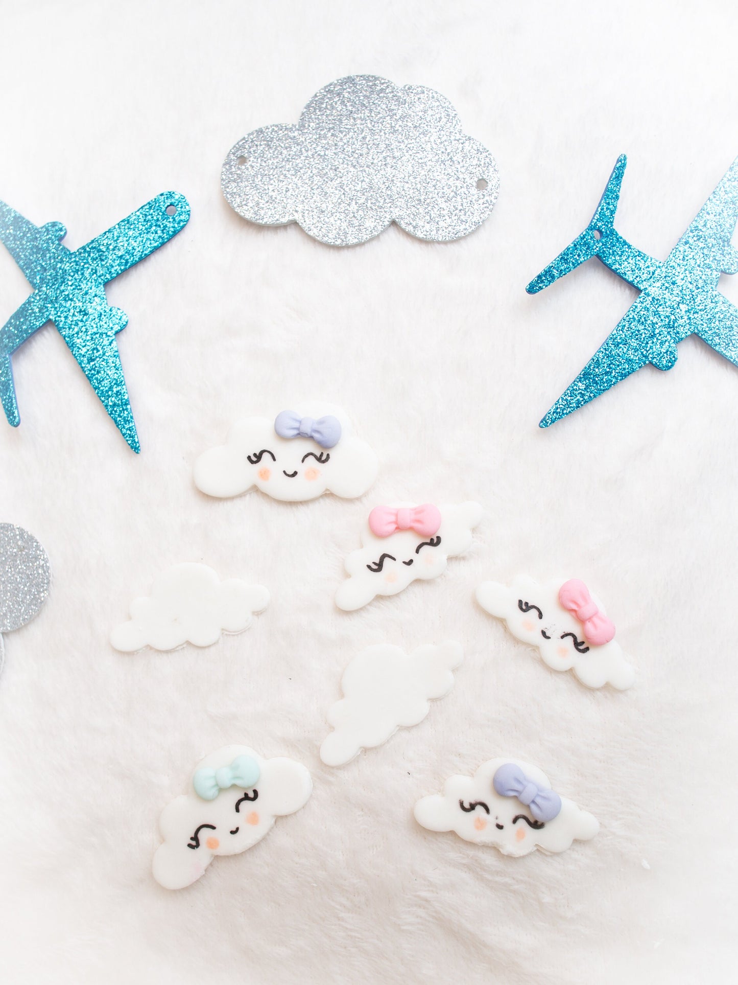 18 pcs edible Airplane Cloud cake cupcake toppers, boy birthday party, cake decorations, made to order, baby shower