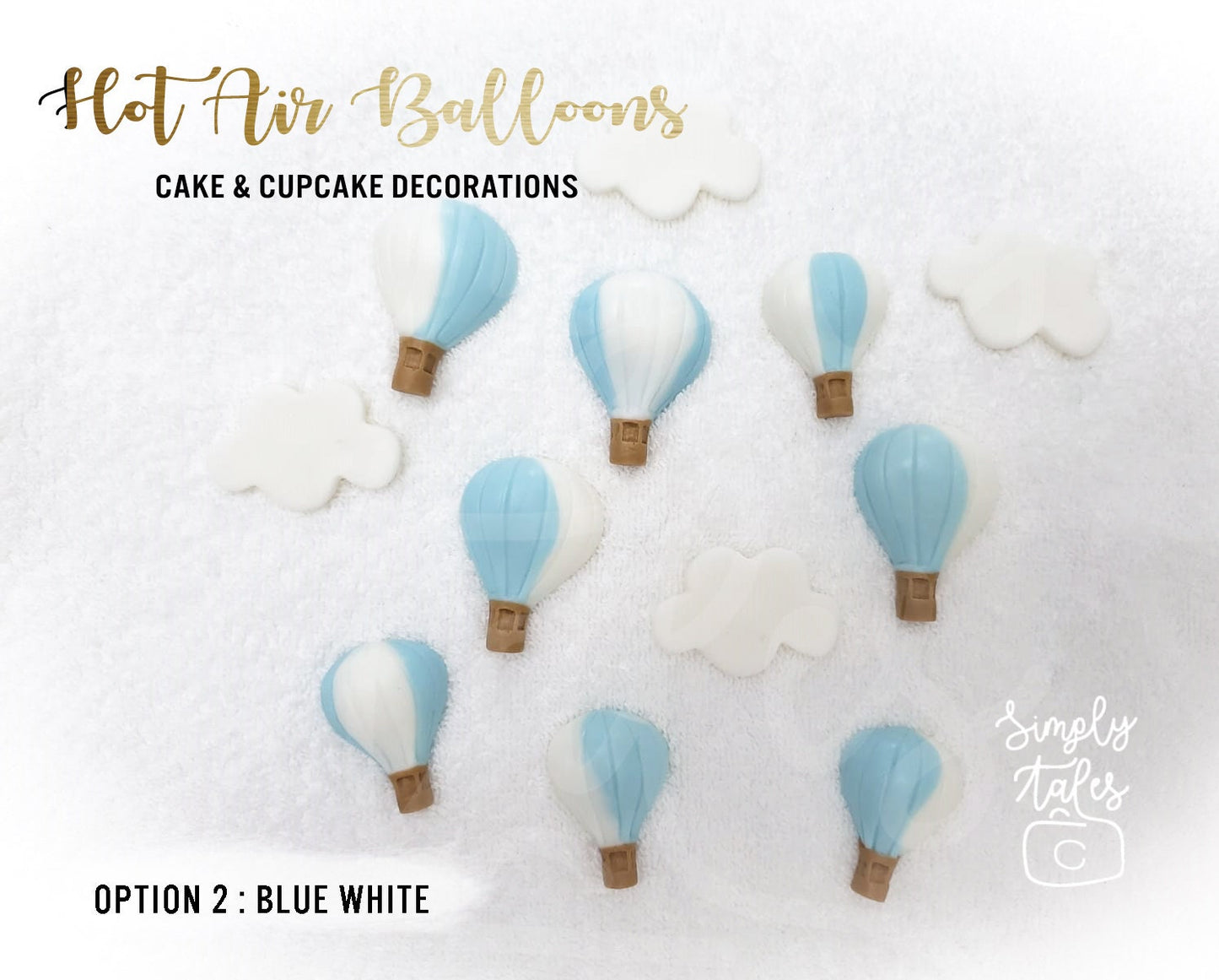 24 pcs Up, Up, and Away Hot Air Balloon Cloud cupcake toppers, boy girl birthday party, cake decorations, made to order, baby shower, Up up and Away