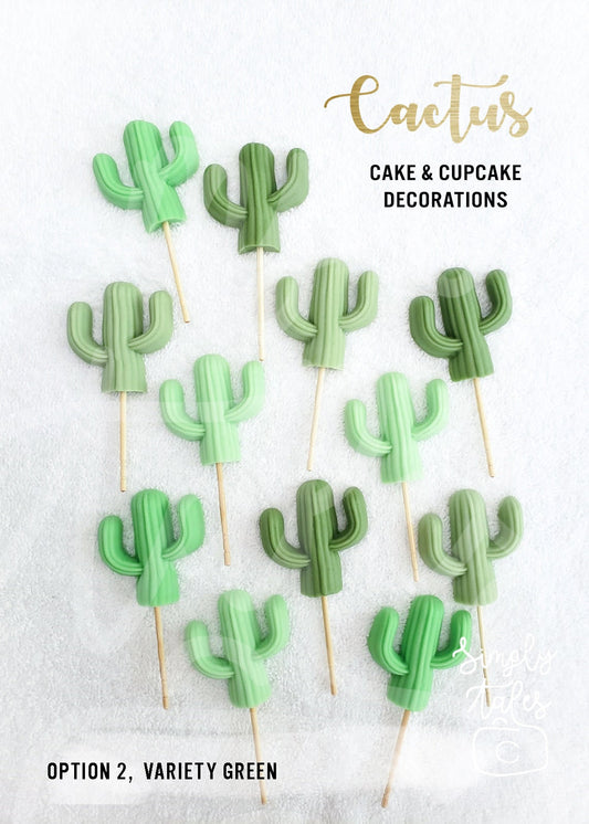 12 Cactus cake cupcake topper, edible Succulent, edible decoration, fondant, Desert theme, Sugar cactus, Made to Order