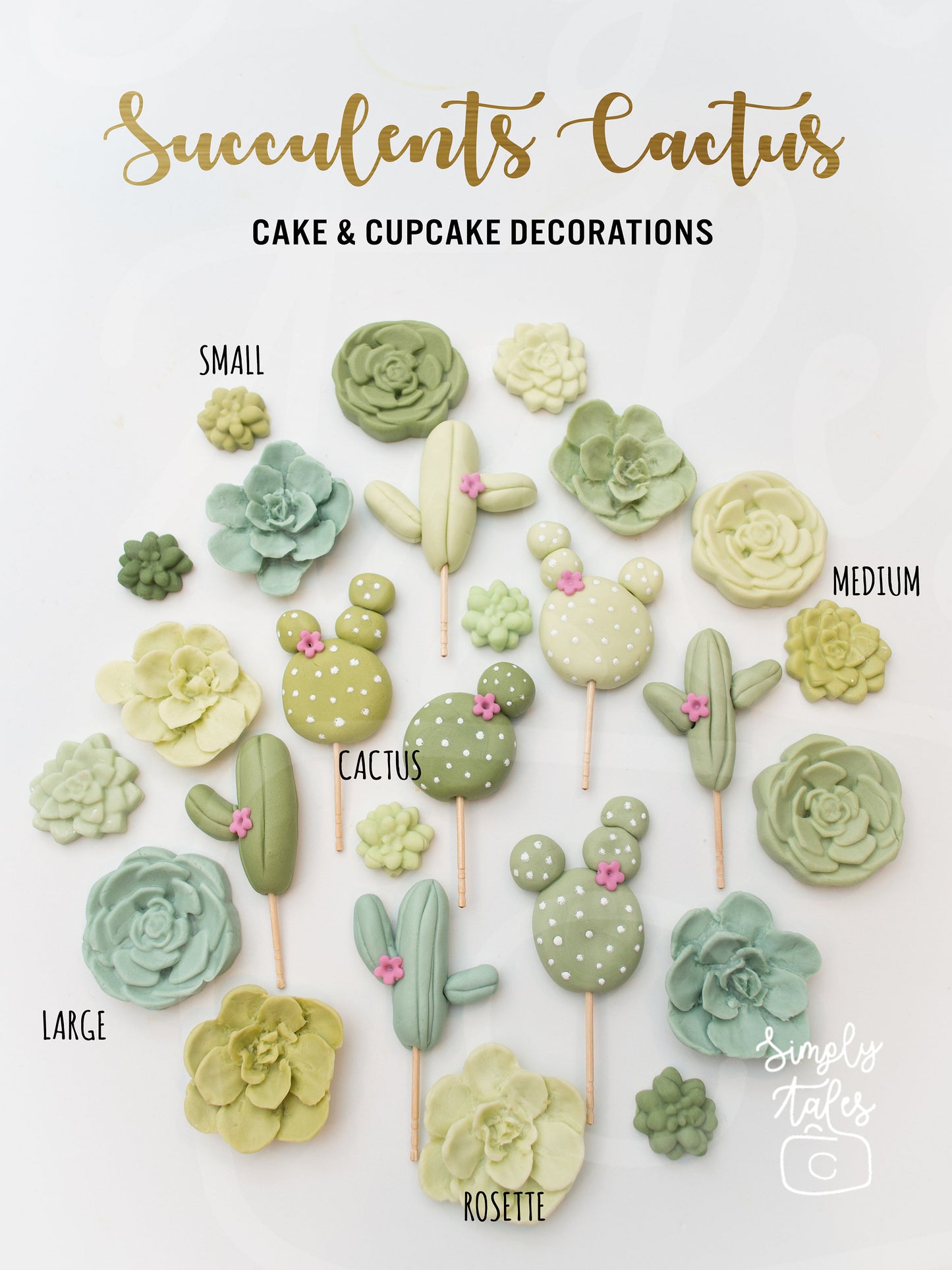36 MIXED SIZES Succulent Cactus cupcake toppers, Cactii party, Cactus, Summer celebration, Bridal Shower, cake decorations