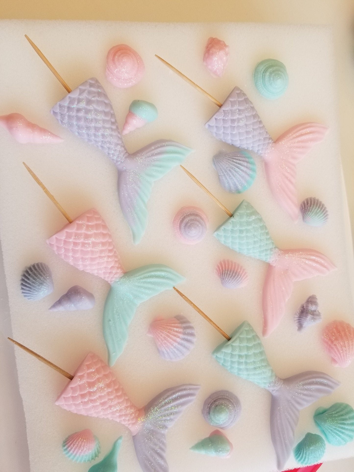 12 Mermaid Tail fondant cupcake topper, Mermaid Tails, Birthday, Little Mermaid, Mermaid Fondant, Made to Order, Under the Sea