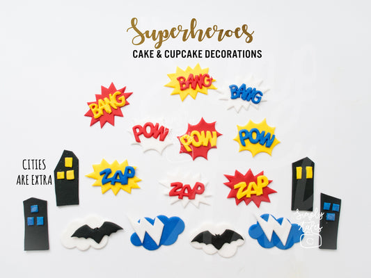 12 Superheroes cupcake decoration fondant edible topper, boy birthday, Birthday Cake Topper, super power, heroic