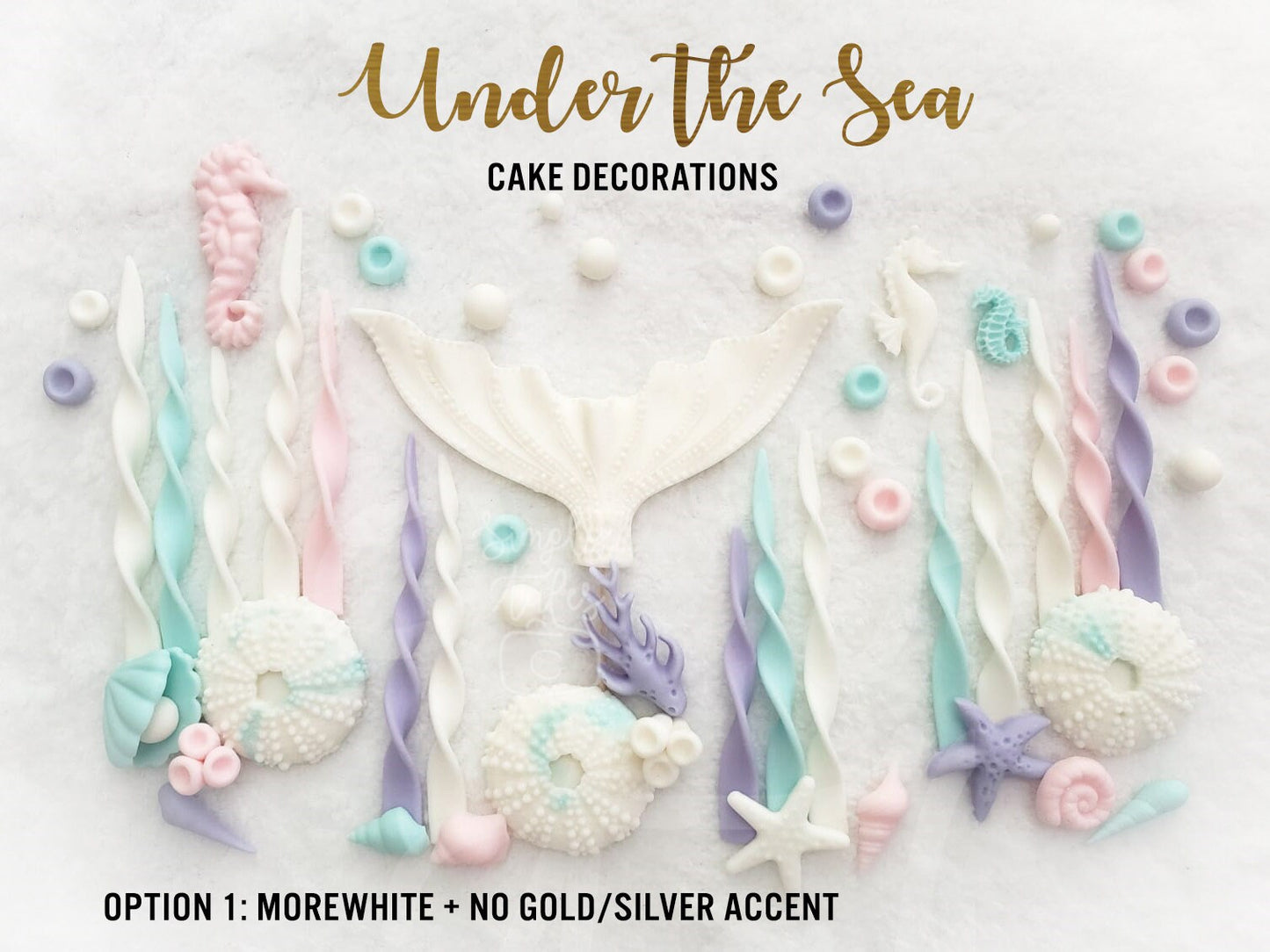 56 pcs Mermaid Magic, edible Under the Sea Mermaid Tail fondant cake topper kit, girl Birthday, Little Mermaid, Under the sea cake decoration, FREE SHIPPING