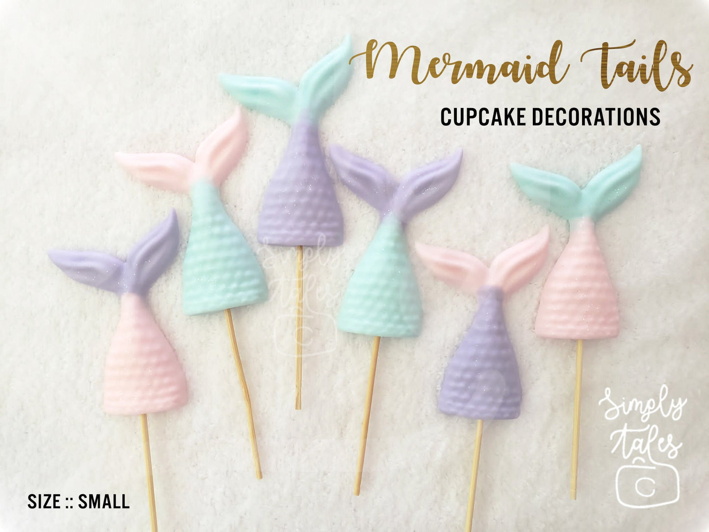 12 Mermaid Tail fondant cupcake topper, Mermaid Tails, Birthday, Little Mermaid, Mermaid Fondant, Made to Order, Under the Sea