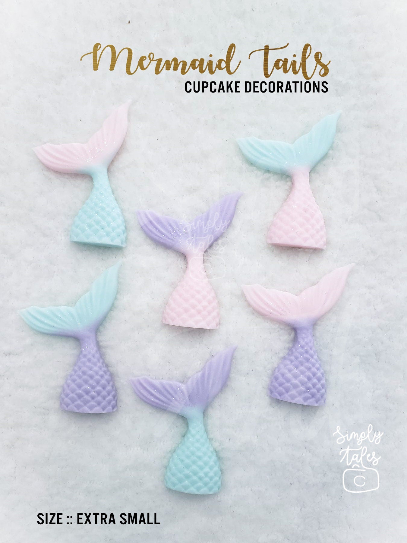 12 Mermaid Tail fondant cupcake topper, Mermaid Tails, Birthday, Little Mermaid, Mermaid Fondant, Made to Order, Under the Sea