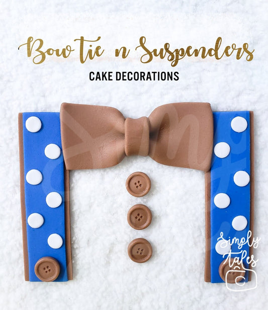 1 set Bow tie and suspenders cake decoration fondant topper, Woodland Animal, Birthday Cake Topper, girl boy birthday, teddy bear, baby shower