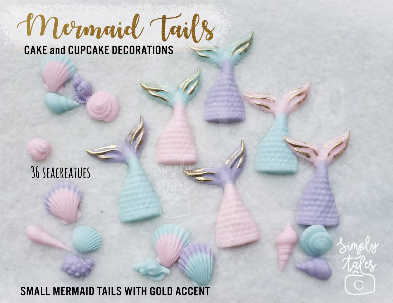 12 Mermaid Tail fondant cupcake topper, Mermaid Tails, Birthday, Little Mermaid, Mermaid Fondant, Made to Order, Under the Sea