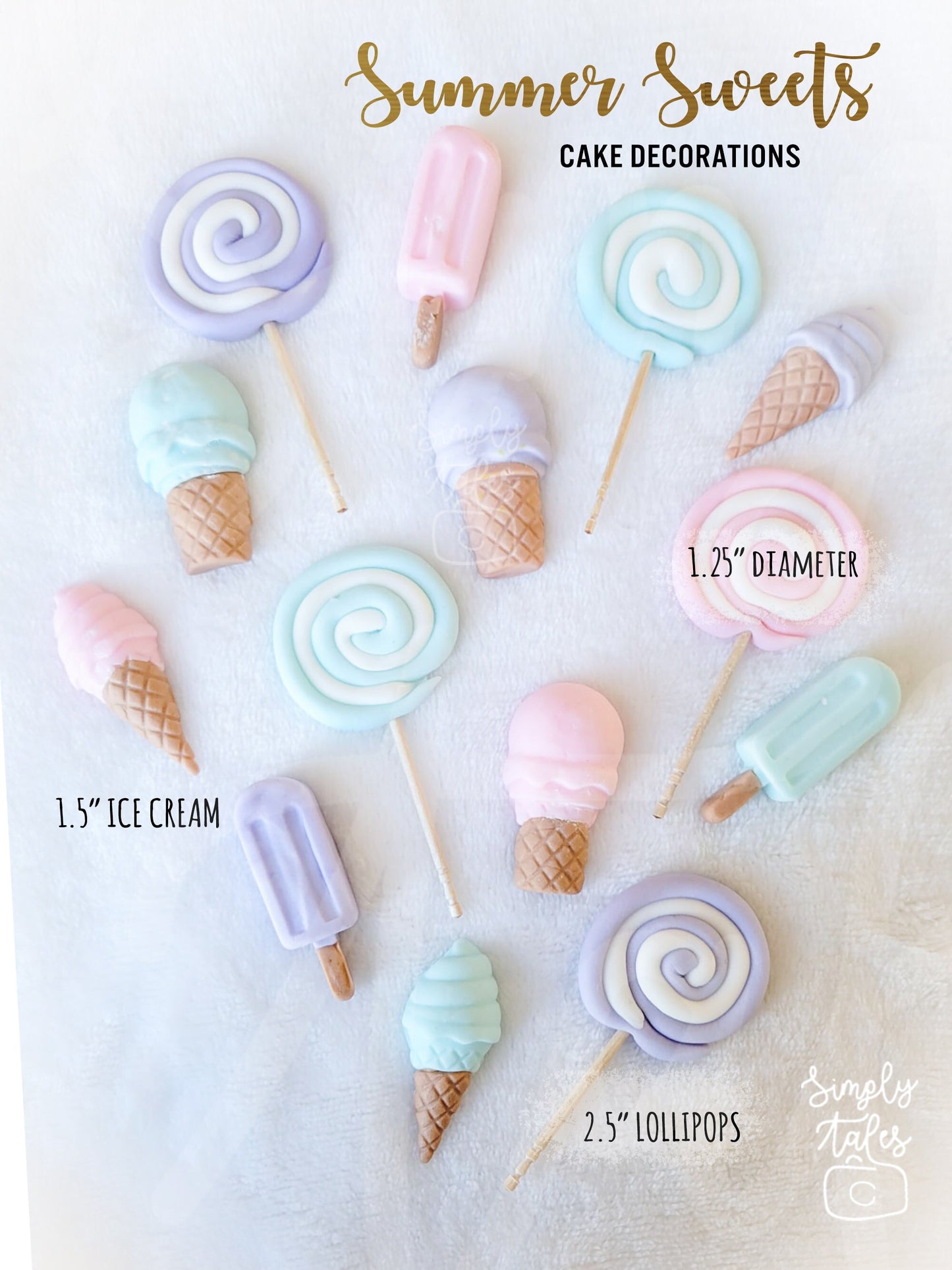 1 set Candilicious Creations Lollipops Summer Sweets cake decoration fondant topper, lollipops, popsicle, Candilicious, Birthday Cake Topper