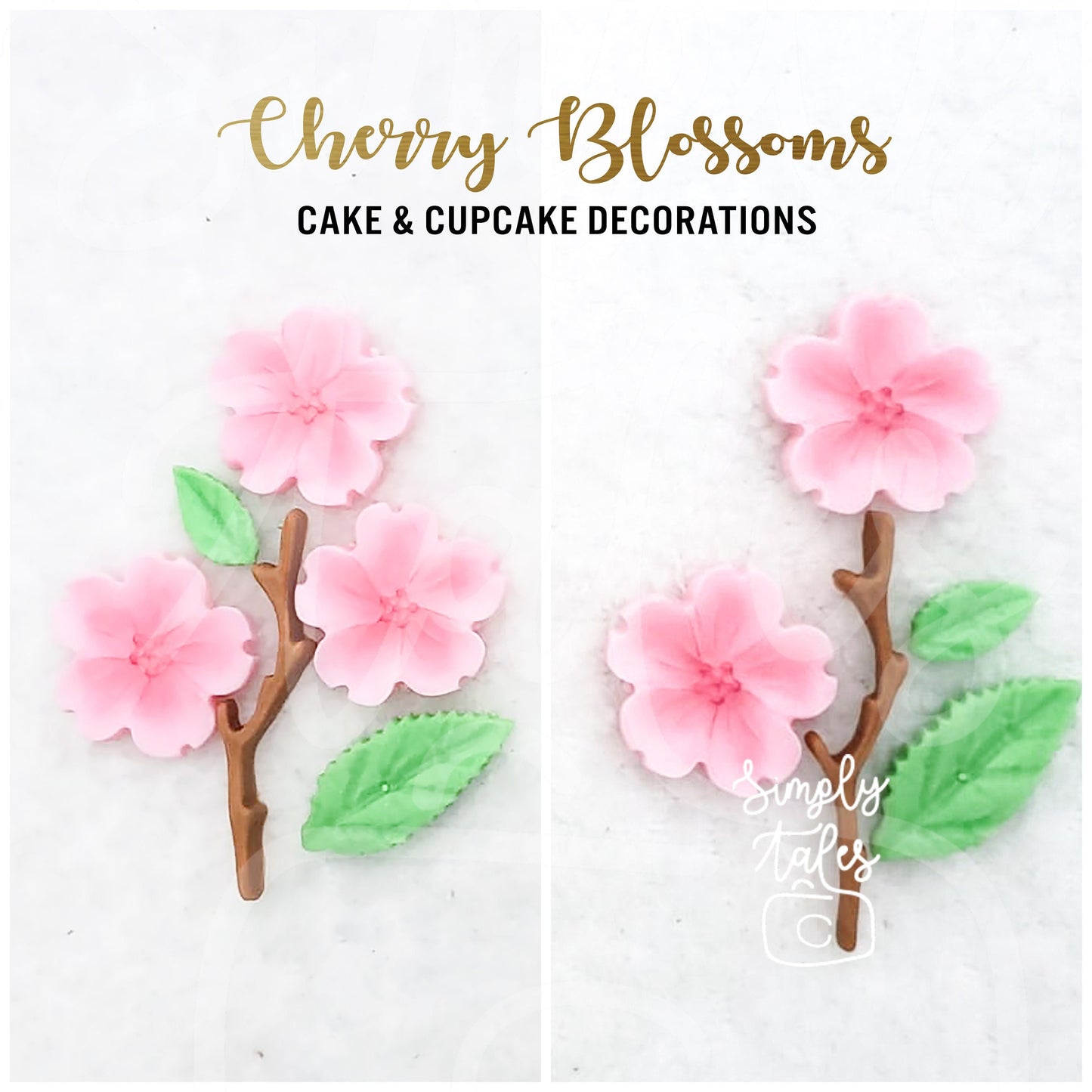 12 set Cherry Blossoms Sakura edible fondant cupcake cake topper, Baby Shower, edible flowers, girl birthday, Bridal shower, Mulan