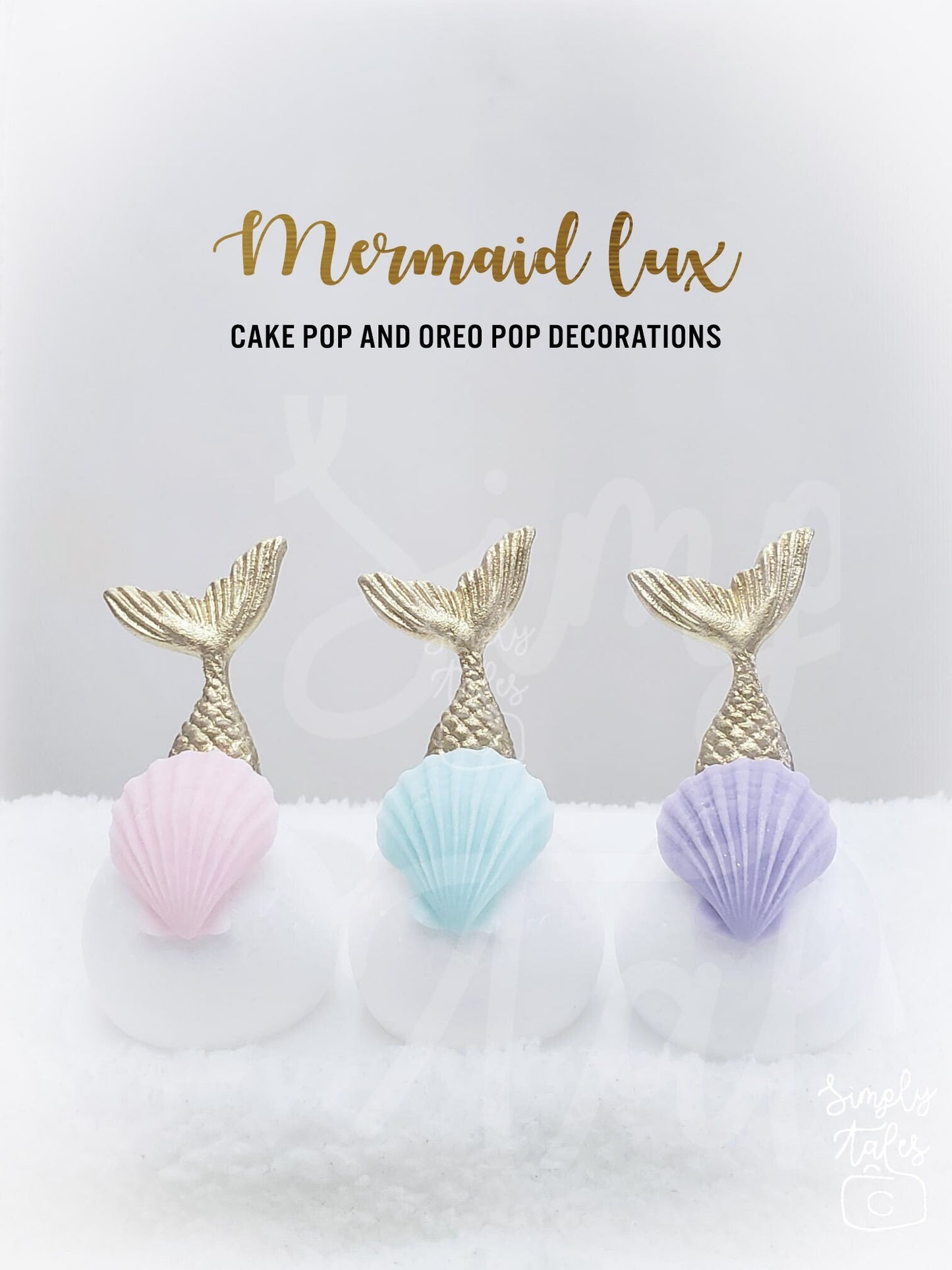 24 pcs Sealife Splendor mermaid tails and seashells cake pop oreo pop kit, girl Birthday, Little Mermaid, Under the sea toppers, Mermaid party edible