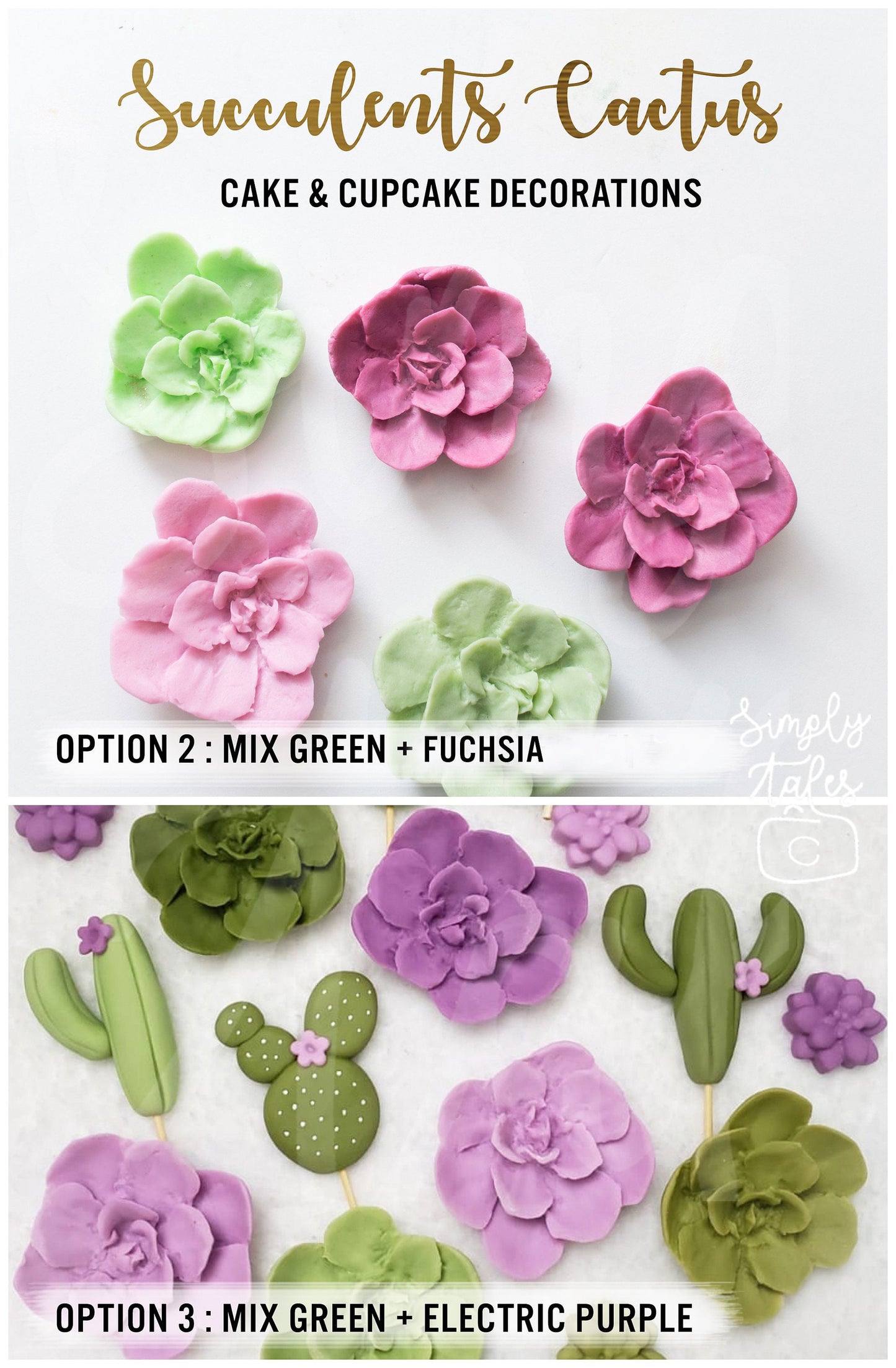 6 Cactus and 6 Succulent cake cupcake toppers, Cactii party, Cactus, Summer celebration, Bridal Shower, cake decorations, made to order