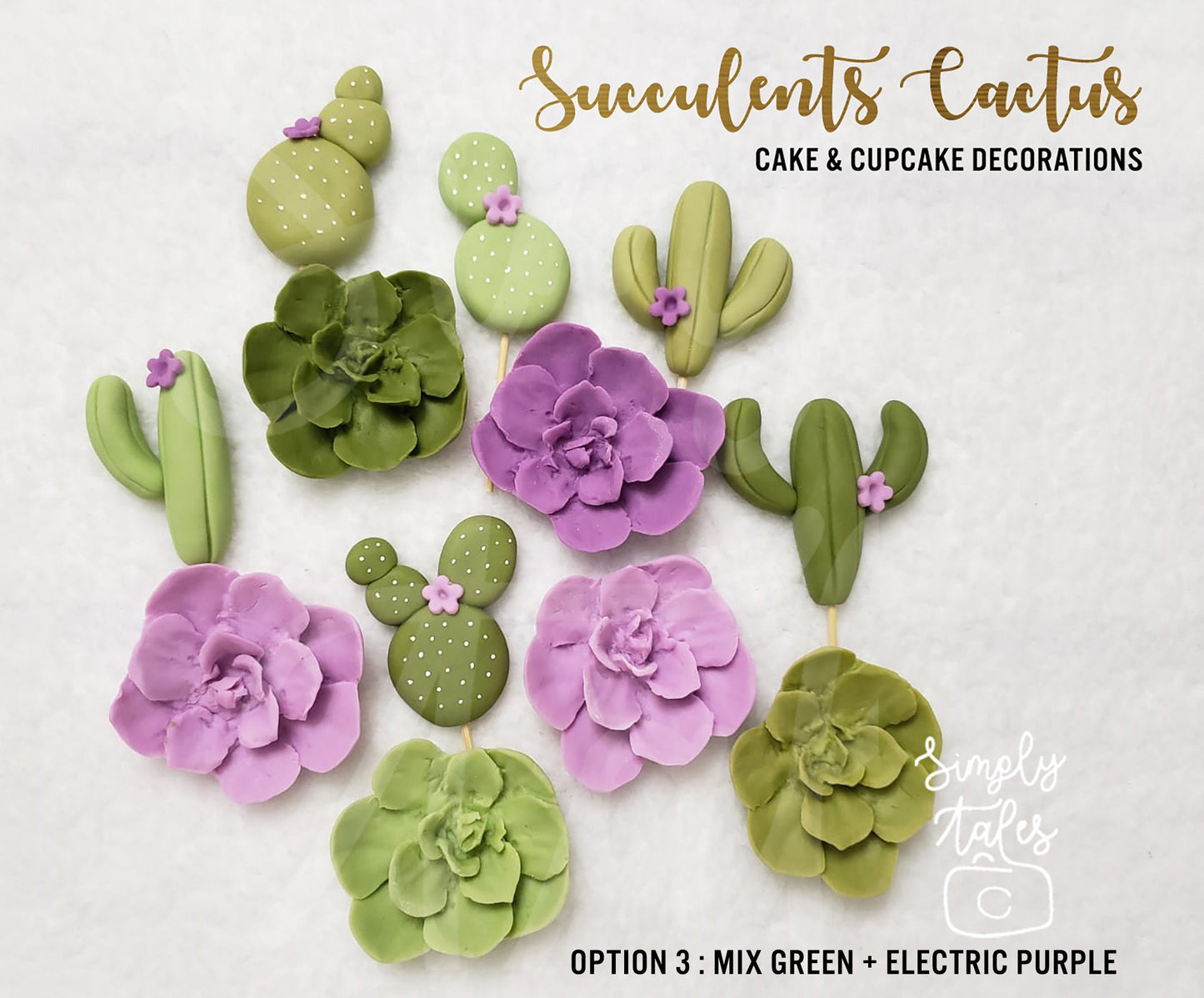6 Cactus and 6 Succulent cake cupcake toppers, Cactii party, Cactus, Summer celebration, Bridal Shower, cake decorations, made to order