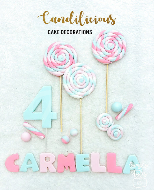 1 set Candilicious Creations Lollipops Summer Sweets cake decoration fondant topper, lollipops, popsicle, Candilicious, Birthday Cake Topper