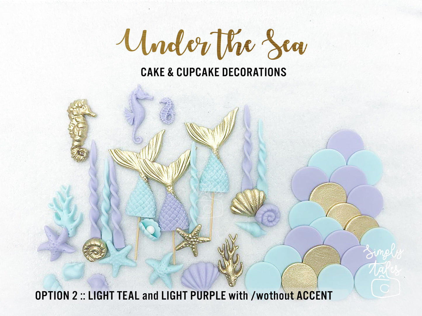 1 set Under the Sea Mermaid scales cake cupcake toppers, Mermaid Tails, Beach wedding, girl birthday, sea horse, seaweeds, under the sea