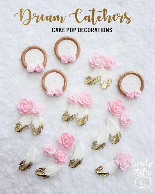 1 set Dream catcher and Feathers cake pop toppers, Boho chic cupcake decorations, Shabby chic, girl birthday, baby shower, Bohemian