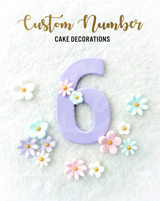 1 set Custom number and flowers cake toppers, edible cake decorations, boy girl birthday party, baby shower, edible flowers, pink