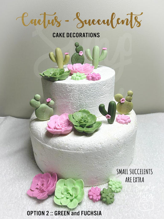 6 Cactus and 6 Succulent cake cupcake toppers, Cactii party, Cactus, Summer celebration, Bridal Shower, cake decorations, made to order
