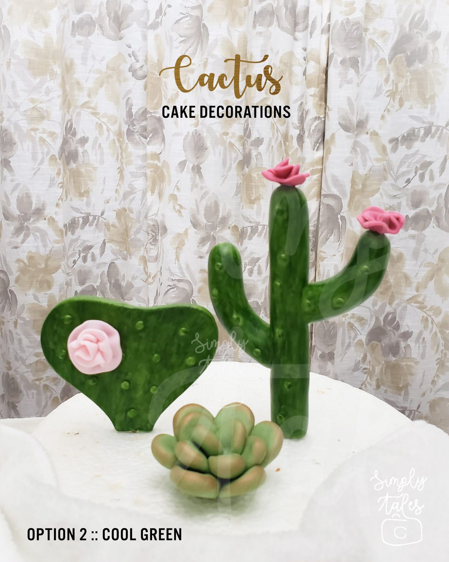 3 Cactus Charm cake toppers, Cactii party, Cactus, Summer celebration, Bridal Shower, cake decorations, made to order